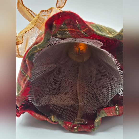 VINTAGE Angel Christmas Tree Topper / Decoration Red Gold Plaid - Picture 7 of 8